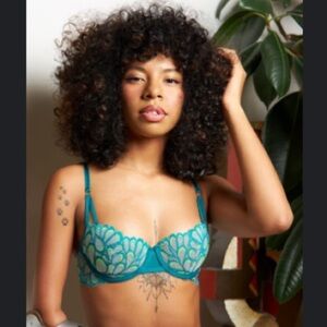 Savage X Fenty “Savage Not Sorry” Teal Lightly Lined Lace Bra